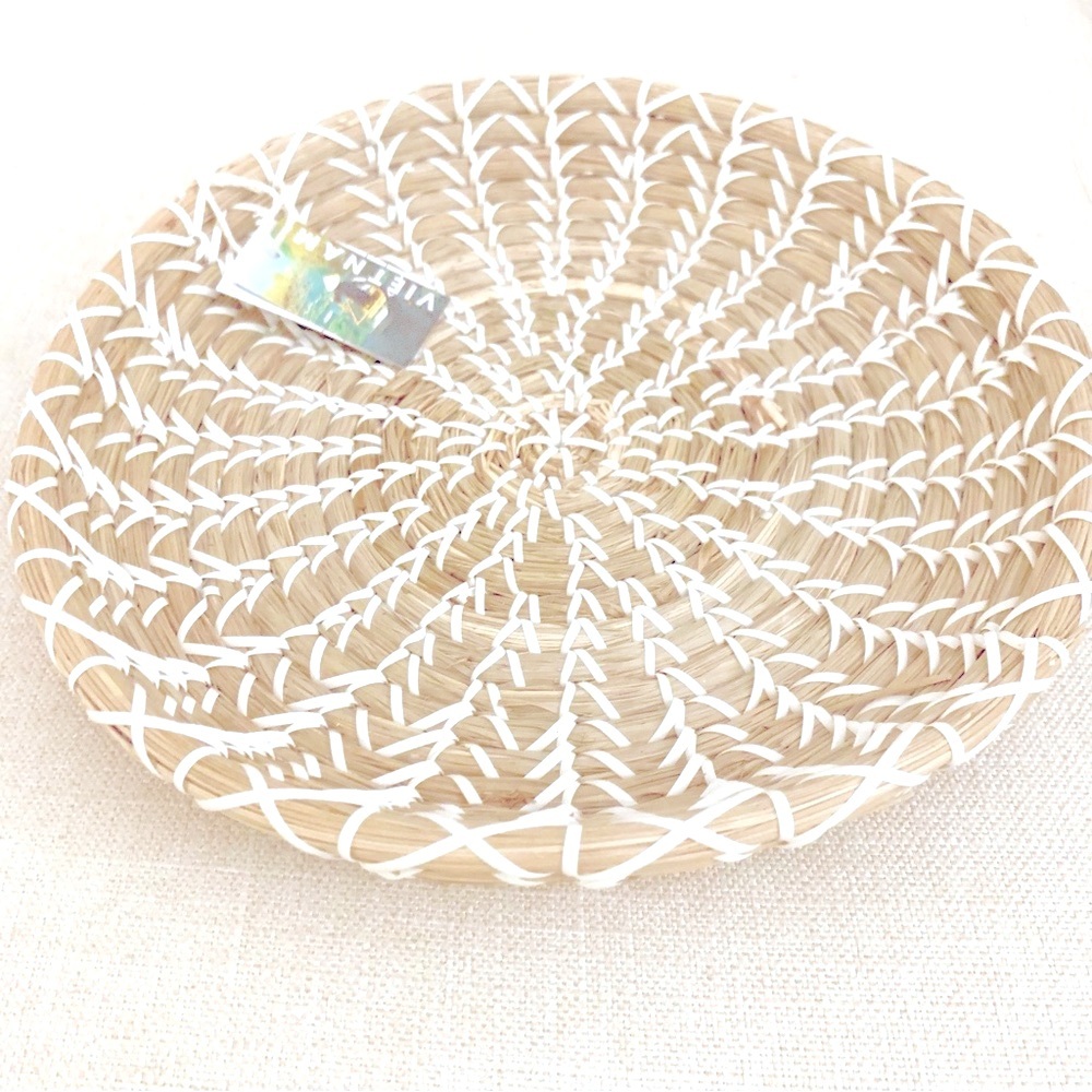 🤍HANDMADE WOVEN BASKET TRAY WALL HANGING HOME DECOR VINTAGE VIBES BOHEMIAN BOHO